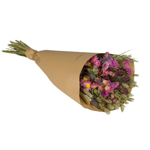 Trockenblumenstrauß - Feldstrauß pink