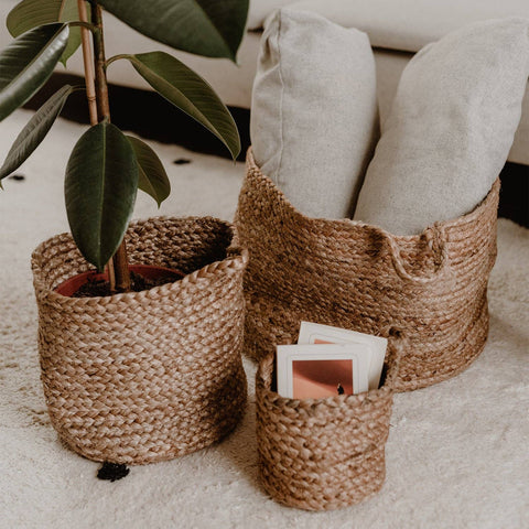 Jute storage basket - large