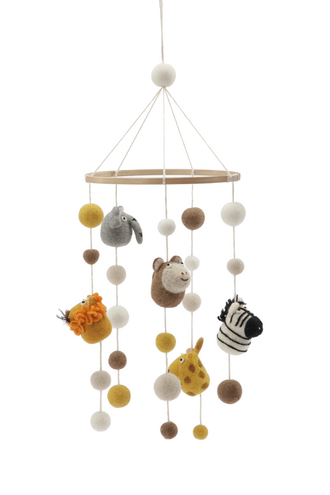Handgefertigter Woll-Mobile für Babys "Safari"