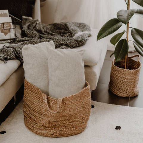 Jute storage basket - large