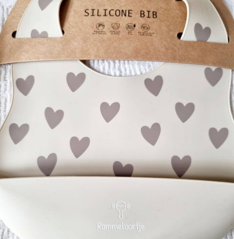 Silicone bib with tray - Hearts