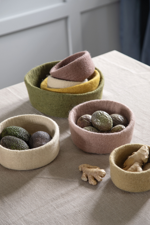 Handmade Wool-Bowl Set of 3