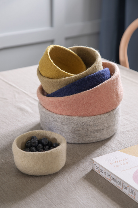 Handmade Wool-Bowl Set of 3